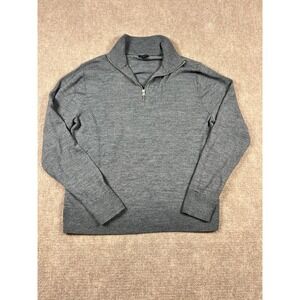 J. Crew Men's Merino Wool Blend Quarter Zip Sweater Gray Medium Mock Neck Preppy